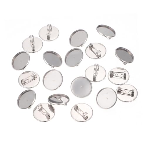 BESPORTBLE DIY Jewelry 20pcs Brooch Pins Round Trays Lapel Brooch Blank Decor for Jewelry Making