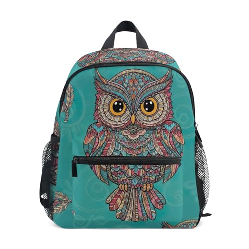 RPLIFE Mochila escolar para niñas y niños, diseño de búho, mandala con etiqueta de nombre, mochila de viaje, 3-8 años, Mandala Owl, Mediano, Lindas mochilas