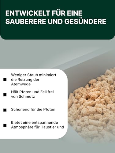 Vielschichtig Antibacterial Katzenstreu Pellets aus Weißes Zedernholz | 100% Pflanzliche Katzenstreu Staubfrei mit Maximaler Saugkraft | 7L
