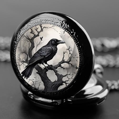 Tiong Pocket Watch Black Vintage Steampunk Quartz Pocket Watch Costume Men Women Necklace Jewelry Gifts - Image 3