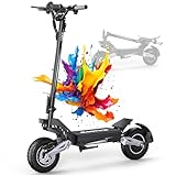 T10 Monopattino Elettrico Adulto, 11 Pollici Scooter Elettrico Pieghevole con Grande Batteria Autonomia fino 60KM, Display HD, Doppio Freno a Disco e Ammortizzatori, Pneumatico Semi Off Road Tubeless