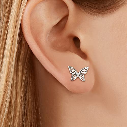 Boucles d'oreilles papillon argent anti-allergie pendantes légères fête - 5