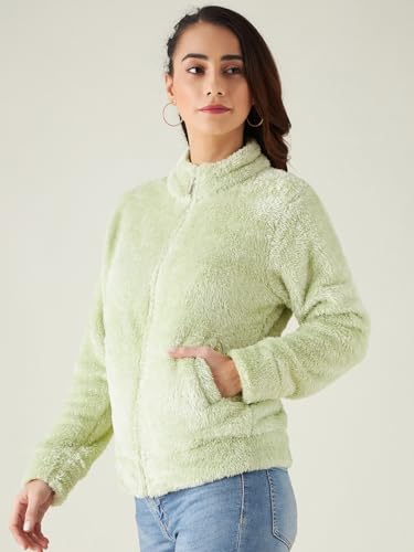Image of Modeve Women Solid Full Sleeve Fur Standard Length Jacket For Winter
