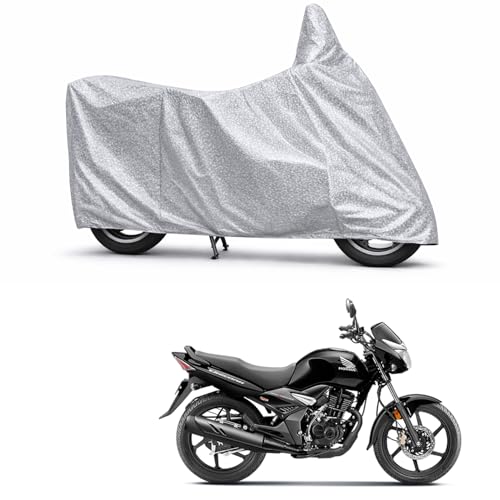 Image of 100% Waterproof Two Wheeler Body Cover Multi Layered Fabric Designed for Honda CB Unicorn 160 | Belt Buckle Lock | Silver Mag