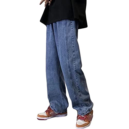 Men's Vintage Loose Patchwork Jeans Hip Hop Baggy Skateboard Denim Pants Straight Retro Streetwear Jean Trousers