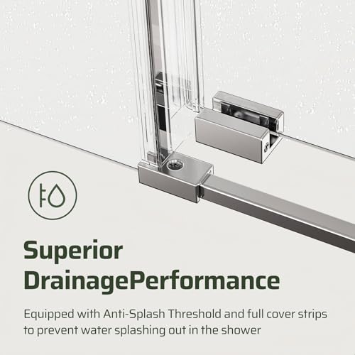 Image of 56-60 inch W x 74 inch H Frameless Shower Door, Bathroom Soft-Close Sliding Shower Doors with 5 /16 inch (8mm) Clear SGCC Tempered Glass and Stainless Steel Hardware, Reversible Installation, Chrome