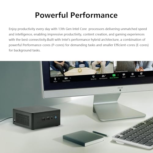 Image of ASUS NUC 13 Pro Mini Desktop, Intel 12-Core i7-1360P, 16GB RAM, 512GB SSD, Wi-Fi 6E, Support 4-Display 4K, Thunderbolt 4, HDMI, Bluetooth, Windows 11 Pro, Black, PC for Home /Business /Gaming