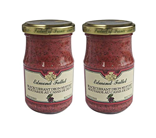 Edmond Fallot Blackcurrant Dijon Mustard (2 Pack, Total of 410g)