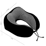 Memory Foam Travel Pillow, Neck Pillow with 360-Degree Head Support, Comfortable Ideal for Sleeping on Airplane, Car, Train, Bus and Home Use, Comes with Storage Bag (Black) - Image 2