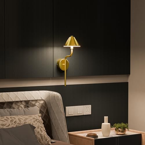 Image of Murphy Cone Glow 6W LED Wall Lamp Pack of 2 | 3-in-1 Color Changing (Cool White /Natural White /Warm White) | Premium Gold Aluminium Finish | Decorative Wall Light | 2 Year Warranty