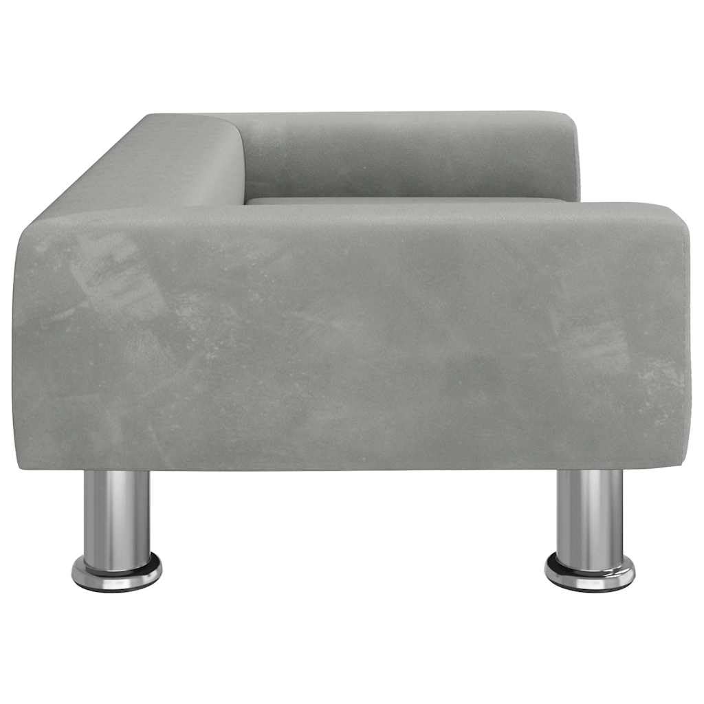 Sofa dziecięca jasnoszara 70 x 45 x 26,5 cm, aksamitna sofa do pokoju dziecięcego, mebel do siedzenia, wytrzymały, trwały, miękki materiał dla dzieci w wieku 3-6 lat