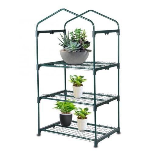 Separador balcón Resistente a la lluvia Resistente al sol Calentador invernadero Expositor de flores de 3 niveles Estructura acero resistente Soporte plantas independiente for interior y exterior