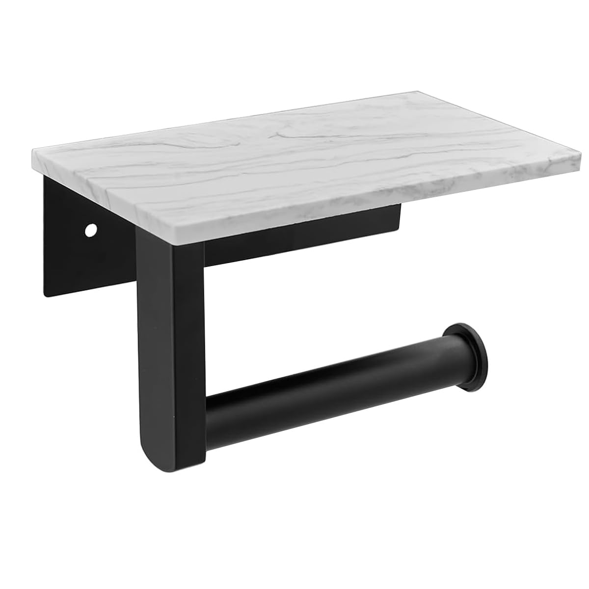 CTRLZS Marble Toilet Paper Holder with Shelf Toilet Paper Roll Holder Wall Mount for Bathroom Cabinet Decorative, Black