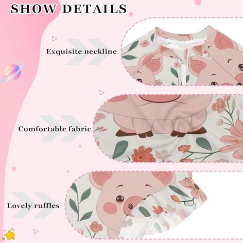 Image of Girls One Piece Swimsuits Long Sleeve Swimsuit Zipper Bathing Suits Swimwear