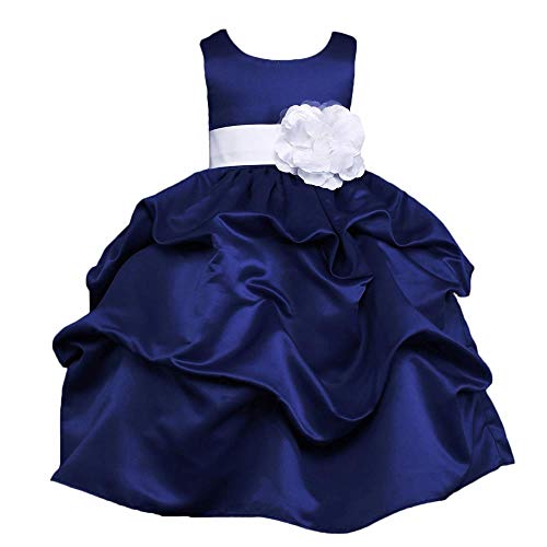 Pink Promise Navy Flower Girl Wedding Christmas Holiday Pick Up Dress with Bow