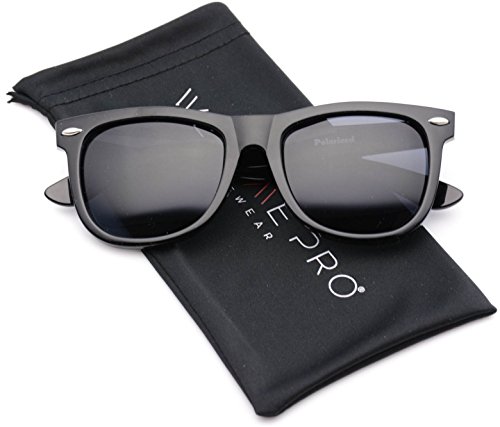Reflective Revo Color Lens Large Horn Rimmed Style Sunglasses (Polarized - Black, 51)