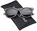 Matte Reflective Revo Color Lens Large Horn Rimmed Style Sunglasses (Polarized - Black, 50)