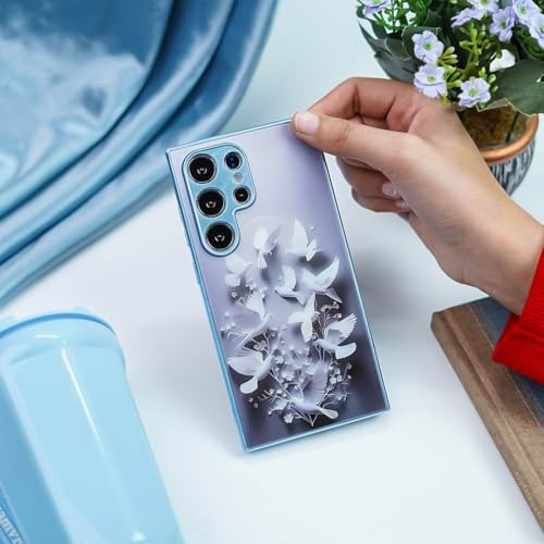 Image of Peeperly Back Cover Case for Samsung Galaxy S23 Ultra Scratch Resistant Anti-Slip TPU Shockproof Protective Durable Serene Peace Dove Design Case for Girls & Women
