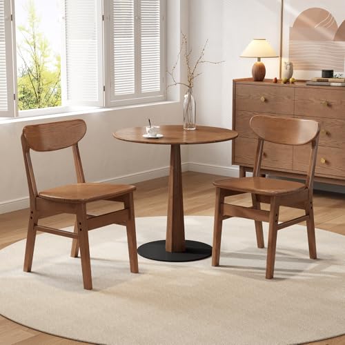 Image of AnywaysWood Solid Wood Ladder Back Chair Set, Classic Backed Kitchen & Dining Room Chairs (Set of 2 Solid Wood Chairs)