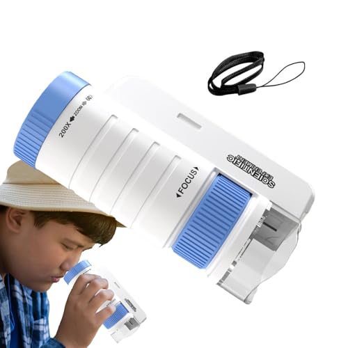 Microscopio para niños, Microscopio de Bolsillo para niños - Juguetes de Ciencias educativas - Juguetes Ajustables de la Ciencia del Stem del microscopio del LED para Las Muchachas de 6-12 años