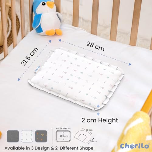 Image of Cherilo Mustard Seed Baby Comfort Cushion | Adjustable Filling | Soft Cotton Cover | 28 x 21.5 x 2 cm - White Abstract Pattern