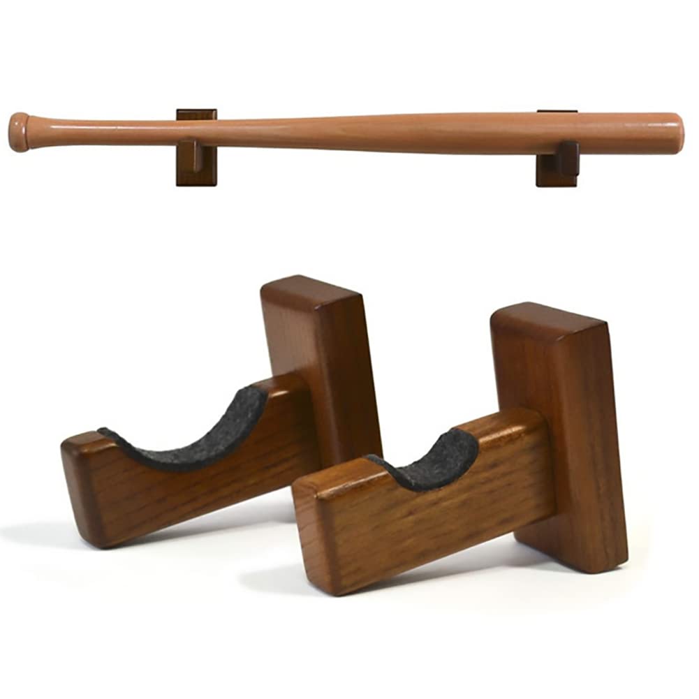 Support de Batte de Baseball, étagère en Bois Marron, Présentoir de Batte de Baseball Suspendu, Massif Fait à la Main, Base-Ball Support Mural pour avec Doublure en Feutre