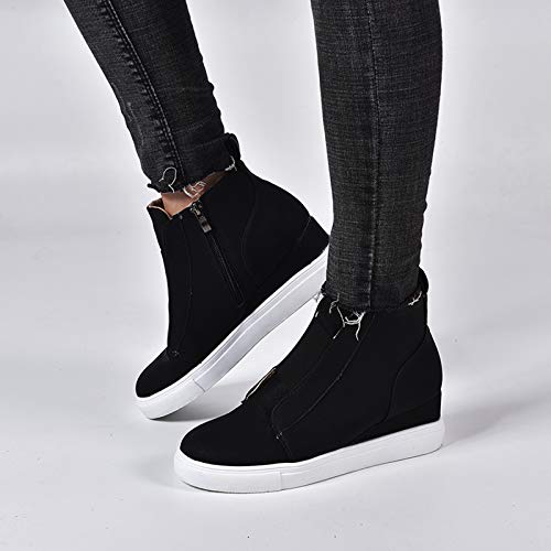 ZBYY Women's Platform Wedge Sneakers,Fashion Summer Hidden Ankle Heel Platform Wedge Booties Hidden with Side Zipper2