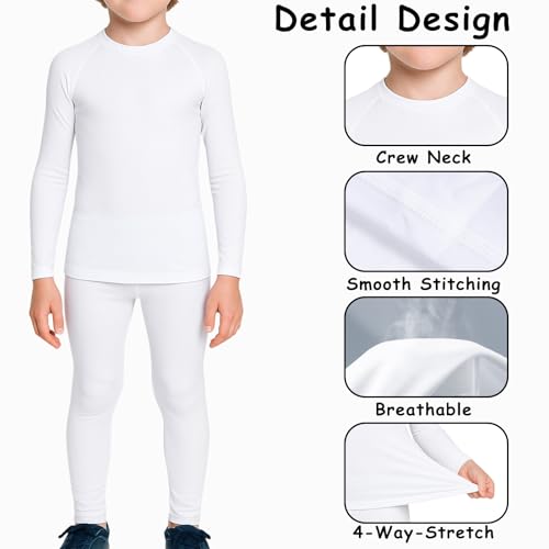 HYCOPROT Ropa Interior Térmica para Niños Deportes Conjunto Térmicos Ropa Interior Camiseta de Compresión de Esquí para Niñas Funcional Transpirable Ropa Interior para Invierno Deportiva Cálida - imagen 4
