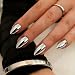 SXVME Chrome Press on Nails Short Almond, Metallic Sliver Fake Nails with a Sparkle Mirror Finish, Glitter Glue on Nails for Women Birthday Party, Thick Quality Soft Gel Nail Press ons 30 Pcs