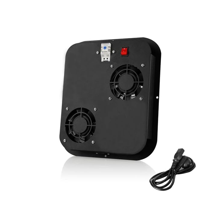 Free‑Standing 2‑Fan Module – Analog Thermostat & On/Off Switch – Quiet Rack Cooling