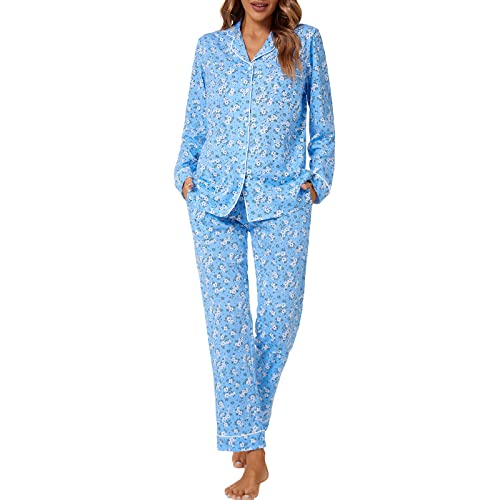 Image of Tugege Pajamas Set Long Sleeve Sleepwear Womens Button Down Nightwear Pj Sets