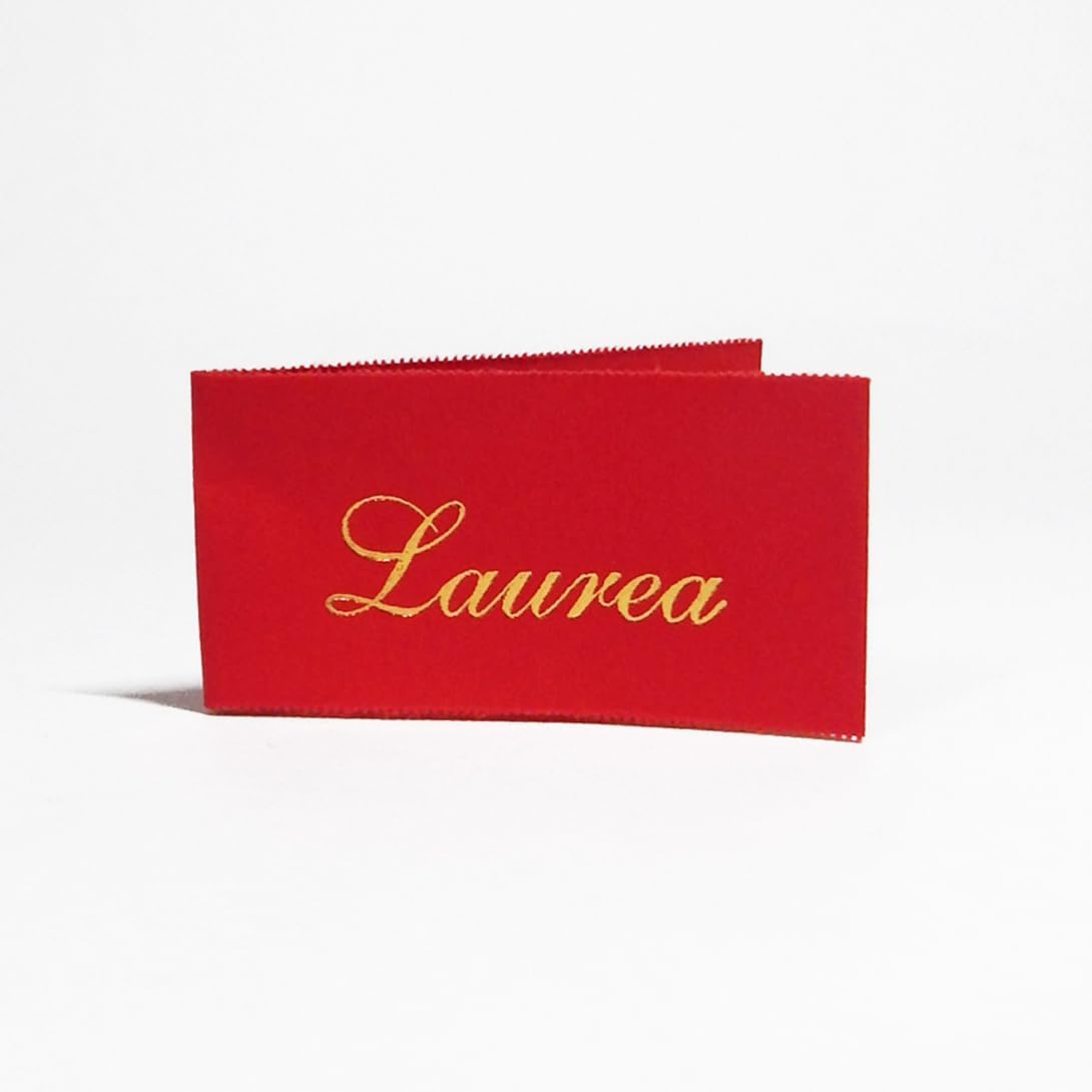 Pack of 25 Red Graduation Party Favour Cards, Paper Decoration with Written with Gold Details, Customizable, Red, Ceremony Event, Graduate, Graduate Party, 2.5 x 4.5 cm