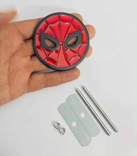 Image of Emblems for Car & Bike Metal Lo.go and Grill Me.tal Lo.go, Auto Accessories for Car Emblem 3D Badge Auto Racing Sport Sticker Grand Tourer Decal. (Black RED Spiderman Grill Logo)