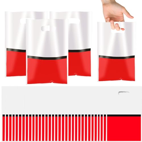 LLMSIX 30pcs Party Favor Bags Red and White Goodie Bags Cartoon Candy Bags for Birthday Parties Games Gift Bag Storing Props (Red White)