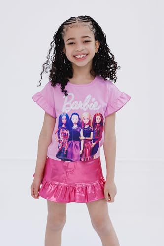 Barbie Big Girls T-Shirt and Metallic Skirt Pink 10-12 - image 2