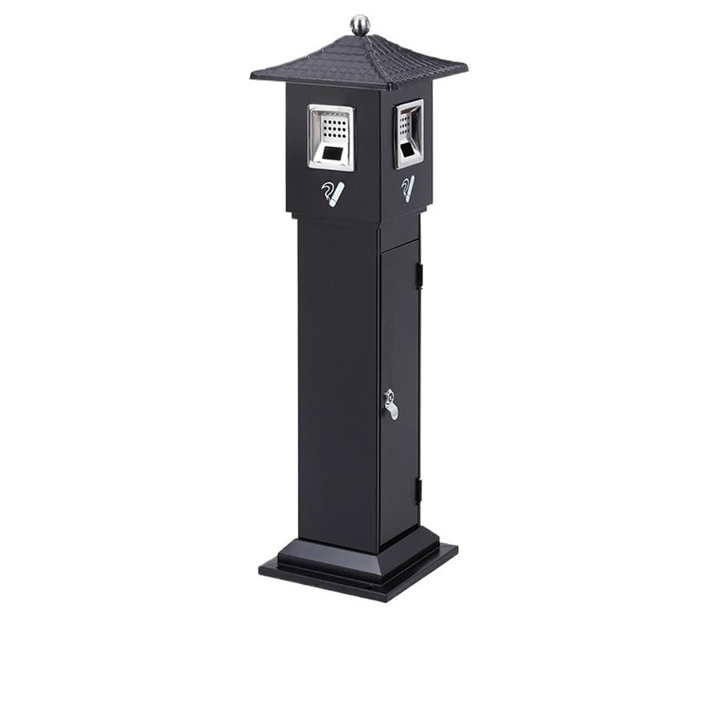 OWOHYG Ashtray Trash Can Black Rainproof Ash Columnhotel Ash Cigarette Butt Collection Vertical Trash Can Outdoor Ashtrays For Cigarettes.