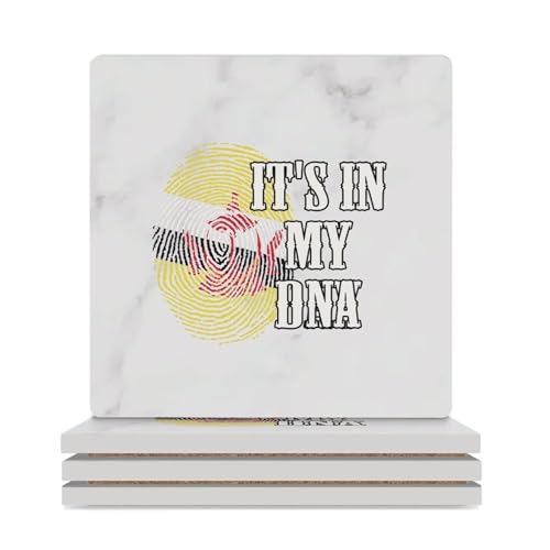 Lot de 4 sous-verres en céramique avec motif drapeau du Brunei It's In My DNA pour la protection de table, décoration de table basse pour la maison et la cuisine