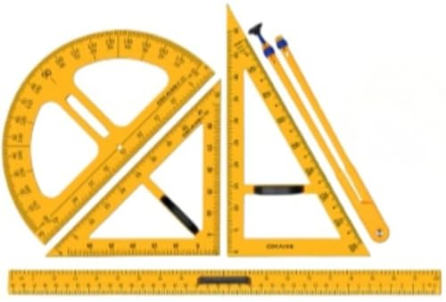SLLS 磁気デジタル三角定規セット 黒板用 コンパス 分度器 定規 数学教材 小学校 学習用 多機能 ジオメトリツール 強力マグネット付き
