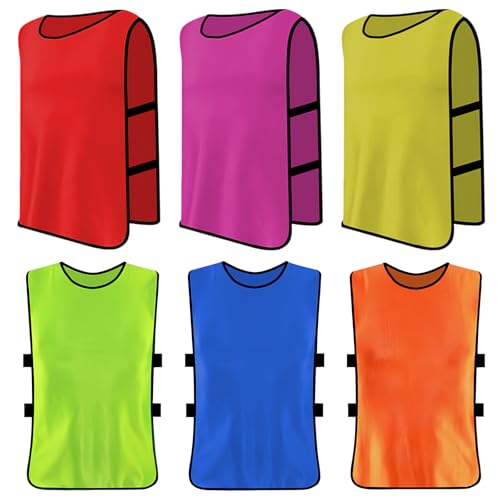 6 Petos Multicolor para Niños, Chalecos Deportivos, Camisetas de Fútbol, Netball, Rugby y Baloncesto