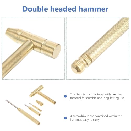 Image of 5 in 1 Portable Screwdriver Set with Mini Metal Hammer Hidden Multifunction Pocket Tool Kit with Screwdrivers Compact Multitool Mini Hammer for Home Repair & DIY (Pack of 1)