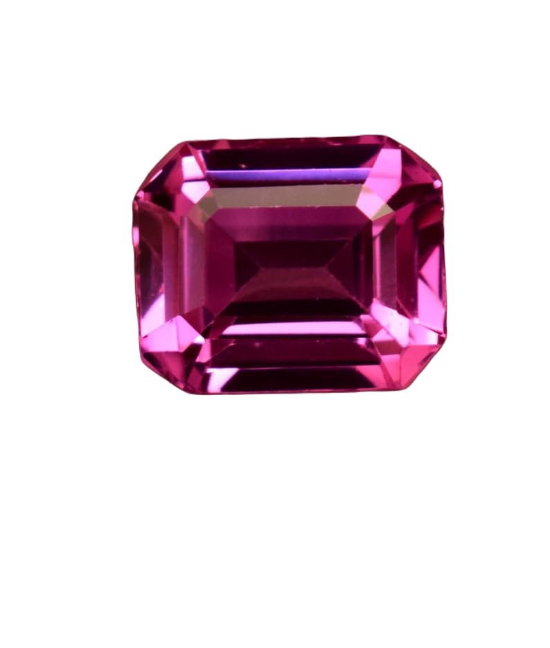 Saphir rose naturel 10x9x6mm en forme émeraude pour fabrication de bijoux bague et collier
