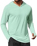 COOFANDY Fishing Hoodies for Men Long Sleeve Sun Protection Shirts Lightweight Workout Hoodies Mint Green