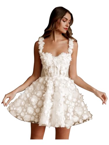 Image of Simple Tulle Short Wedding Dresses for Bride Elegant Spaghetti Straps Tea Length Bridal Shower Dress for Women