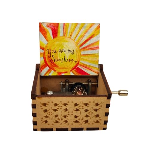 Image of Zesta Sunshine Wooden Musical Box Gift | Vintage Music Crank Mini Collectible for Girlfriend, Boyfriend, Husband, Wife | Unique Musical Gifts for Music Lovers | Classic Wooden Box