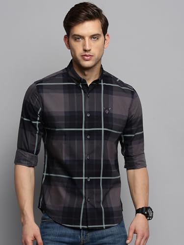 Image of SHOWOFFFF Men Check Print Casual Shirt | Spread Collar Full Sleeves Cotton Shirt for Mens | Slim Fit Regular Length Shirt for Men's