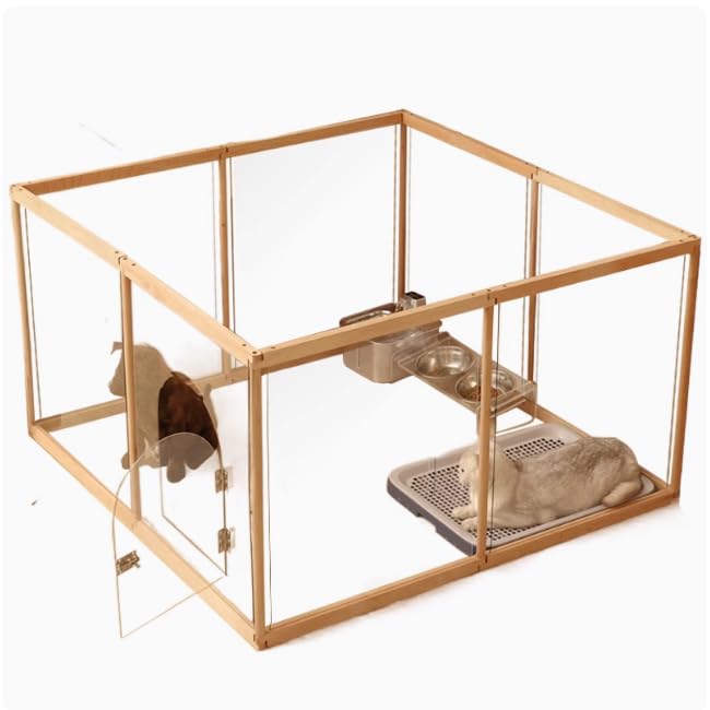 Clear Acrylic Plastic Dog Playpen Indoor,for Puppy Cat Rabbit Ferret Transparent Pet Pen,Easy Assemble Whelping Crate Kennel Cage Enclosure for Small & Medium Dogs.