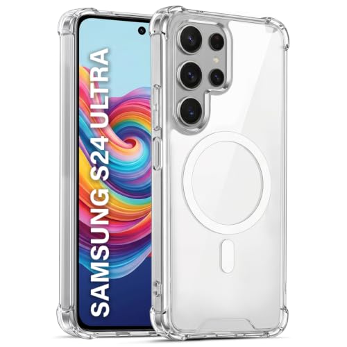 Image of TRUEUPGRADE Back Cover for Samsung Galaxy S24 Ultra 5G Non Mag-Safe Transparent PC + TPU Bumper Case with Magnetic Print Shockproof Protection (Transparent Mag-Safe)