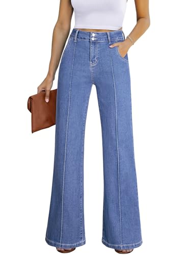 Sidefeel Womens Jeans High Waisted Jeans Straight Leg Spring Fashion Denim Pants Size 4 Sky Blue