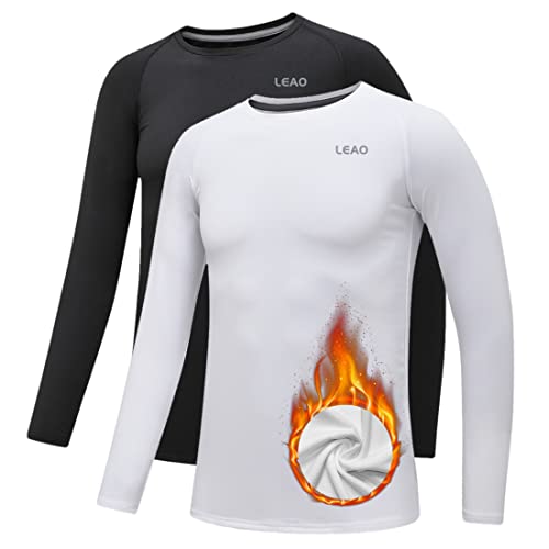 LEAO Youth Boys Compression Shirt Fleece Quick Dry Sports Baselayer Soccer Baseball Basketball Undershirt2