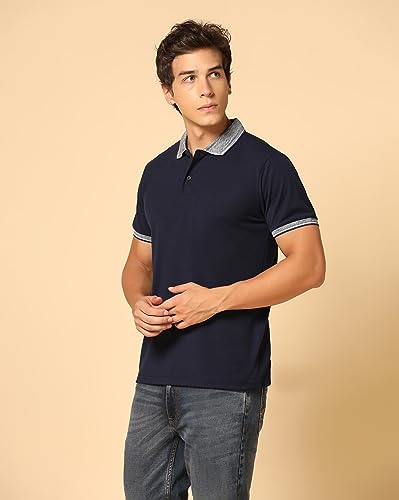 Image of INKKR Men's Solid Polo Collared Neck T-Shirt Combo (Navy,L.Green)-XXL